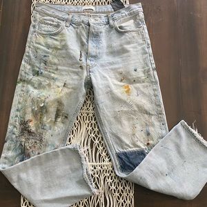 Zara splatter/distressed/patchwork jeans